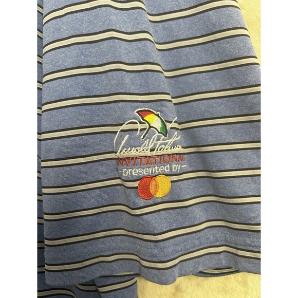 Footjoy Men's XL Golf Polo Bay Hill Arnold Palmer Performance Blue Striped - Picture 5 of 8